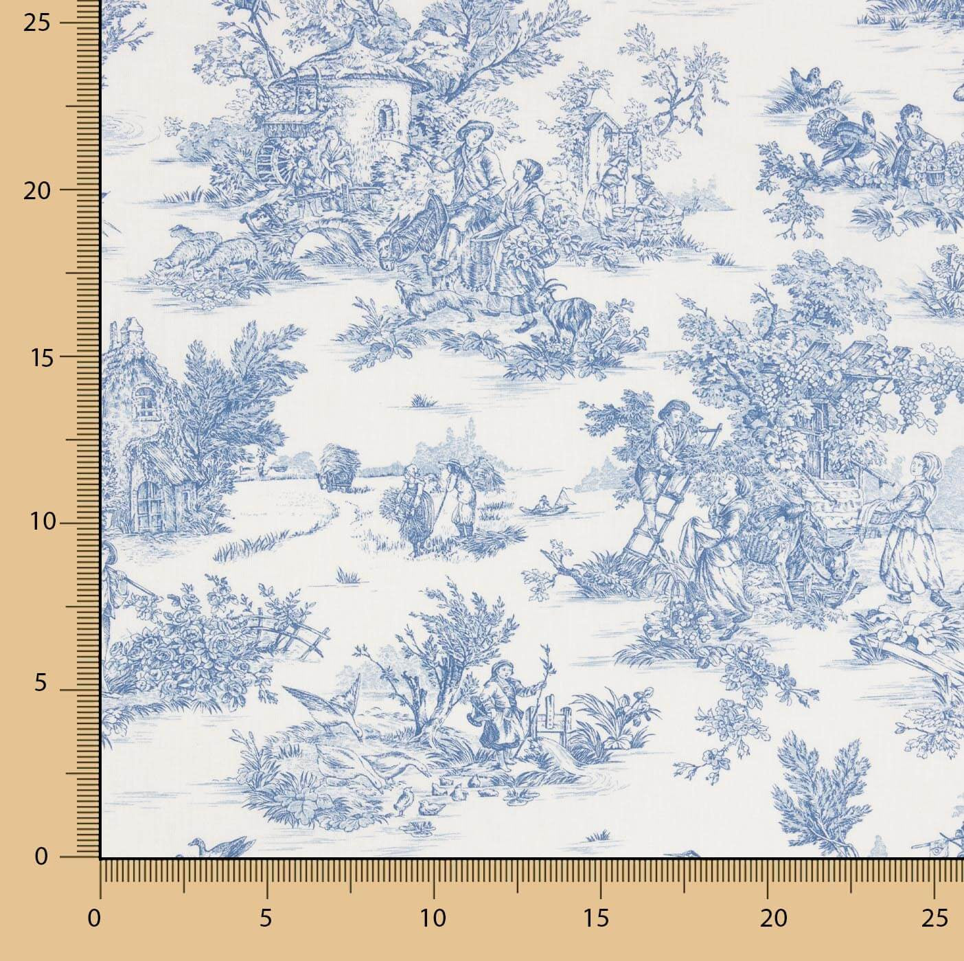 Sábana Algodón Toile de Jouy Azul - Ribes y Casals