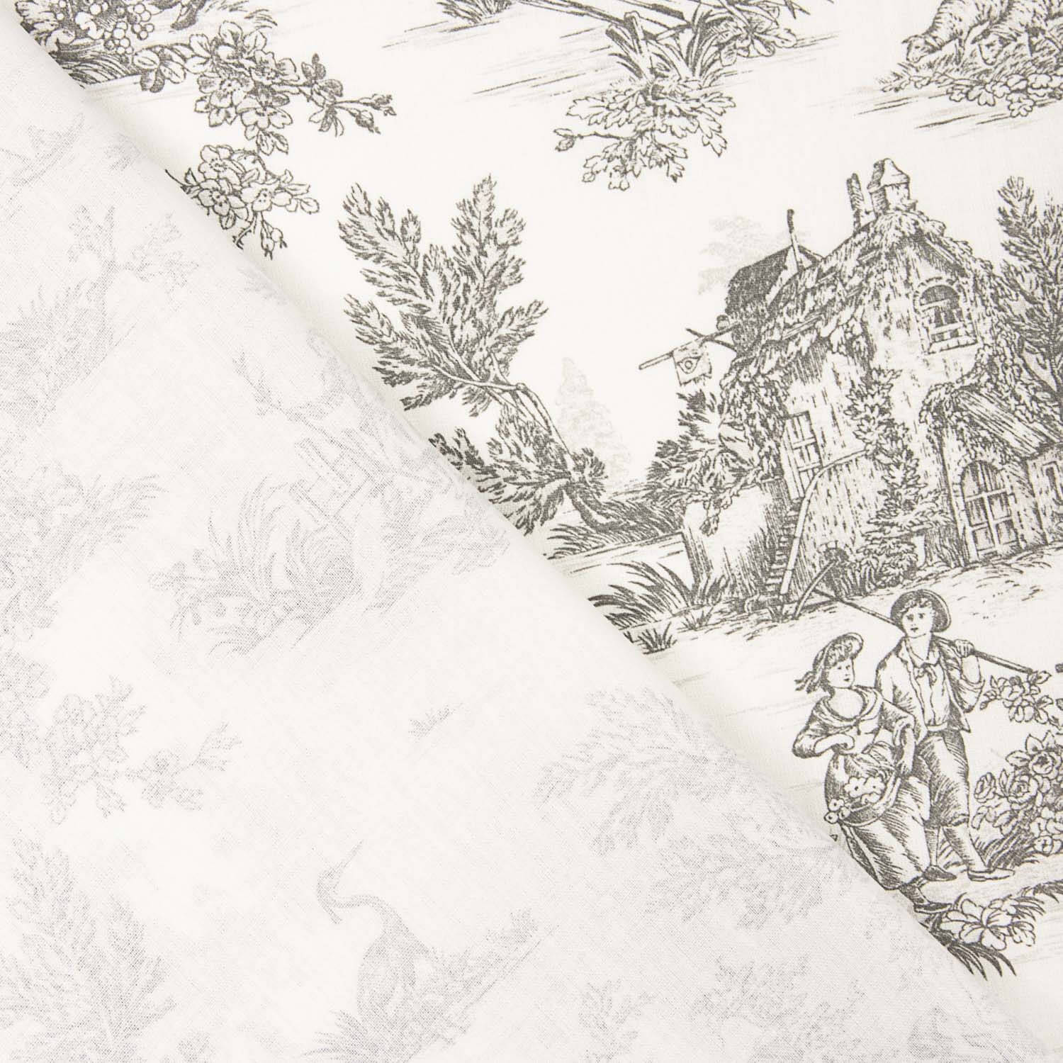 Sábana Algodón Toile de Jouy Gris - Ribes y Casals