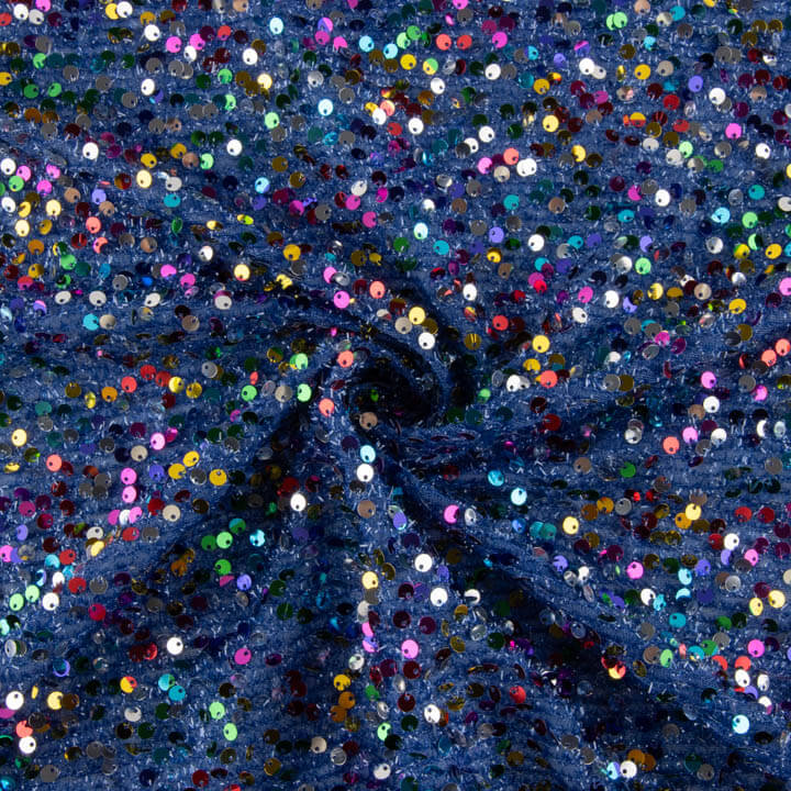 Tul Fantasía Azul con Lentejuelas Multicolor - Ribes y Casals
