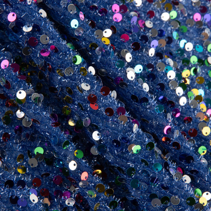 Tul Fantasía Azul con Lentejuelas Multicolor - Ribes y Casals
