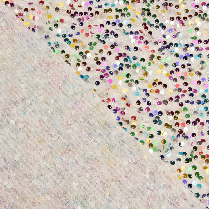 Tul Fantasía Blanco con Lentejuelas Multicolor - Ribes y Casals