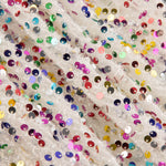 Tul Fantasía Blanco con Lentejuelas Multicolor - Ribes y Casals