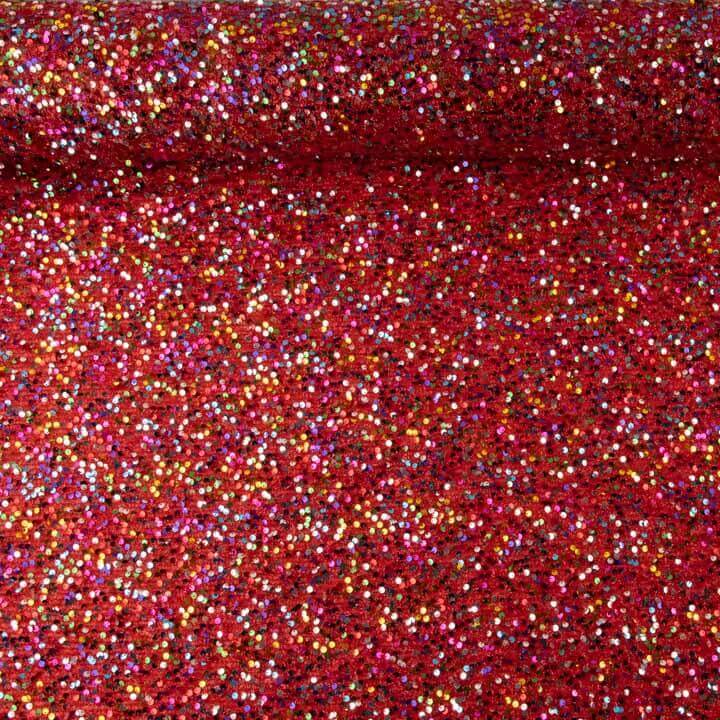 Tul Fantasía Rojo con Lentejuelas Multicolor - Ribes y Casals