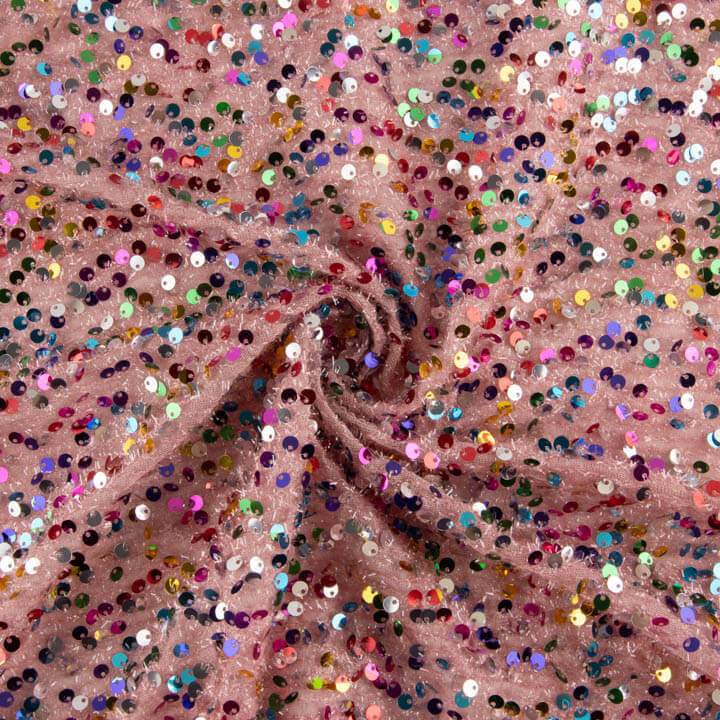 Tul Fantasía Rosa con Lentejuelas Multicolor - Ribes y Casals