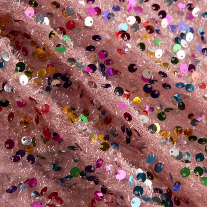 Tul Fantasía Rosa con Lentejuelas Multicolor - Ribes y Casals