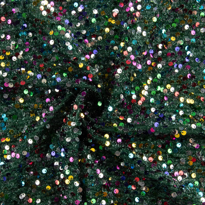Tul Fantasía Verde con Lentejuelas Multicolor - Ribes y Casals