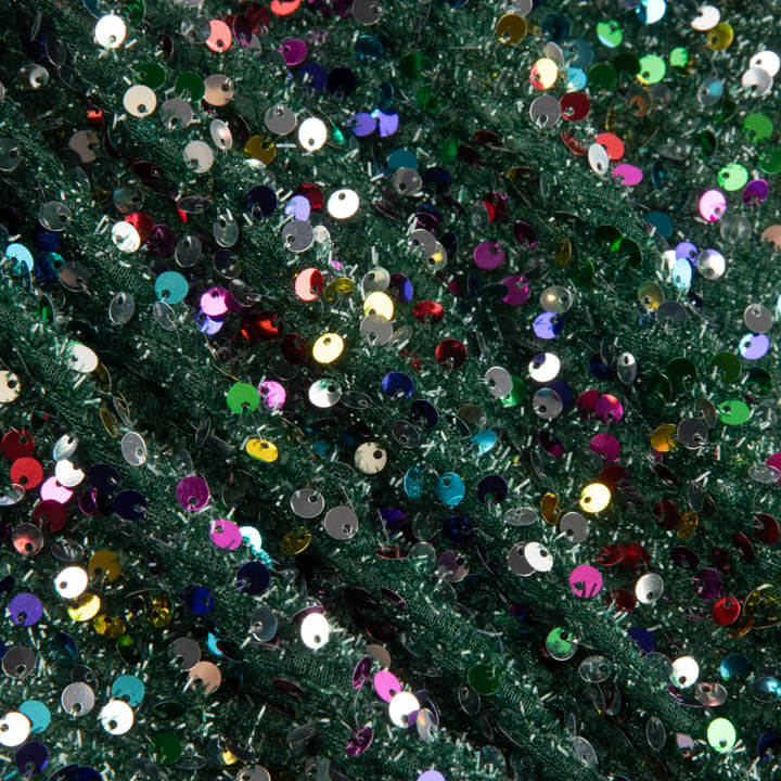 Tul Fantasía Verde con Lentejuelas Multicolor - Ribes y Casals