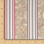 Loneta Efecto Lino Jardín Versalles Rayas Beige y Granate - Ribes y Casals