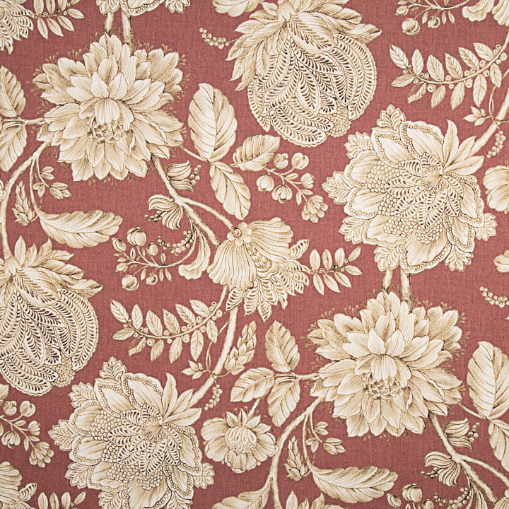 Loneta Efecto Lino Jardín Imperial Terracota - Ribes y Casals