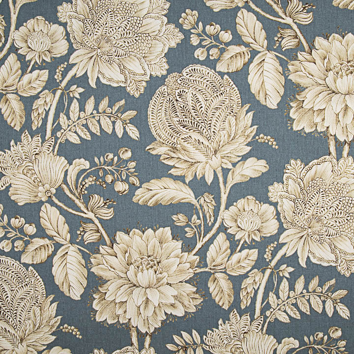 Loneta Efecto Lino Jardín Imperial Azul - Ribes y Casals