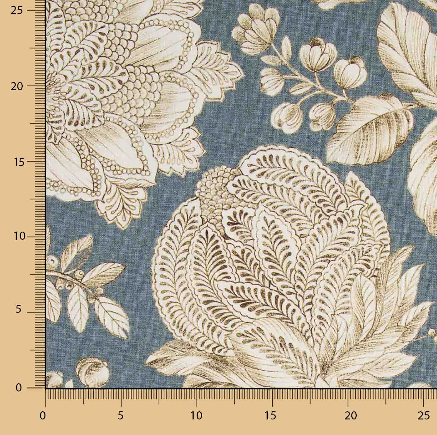 Loneta Efecto Lino Jardín Imperial Azul - Ribes y Casals