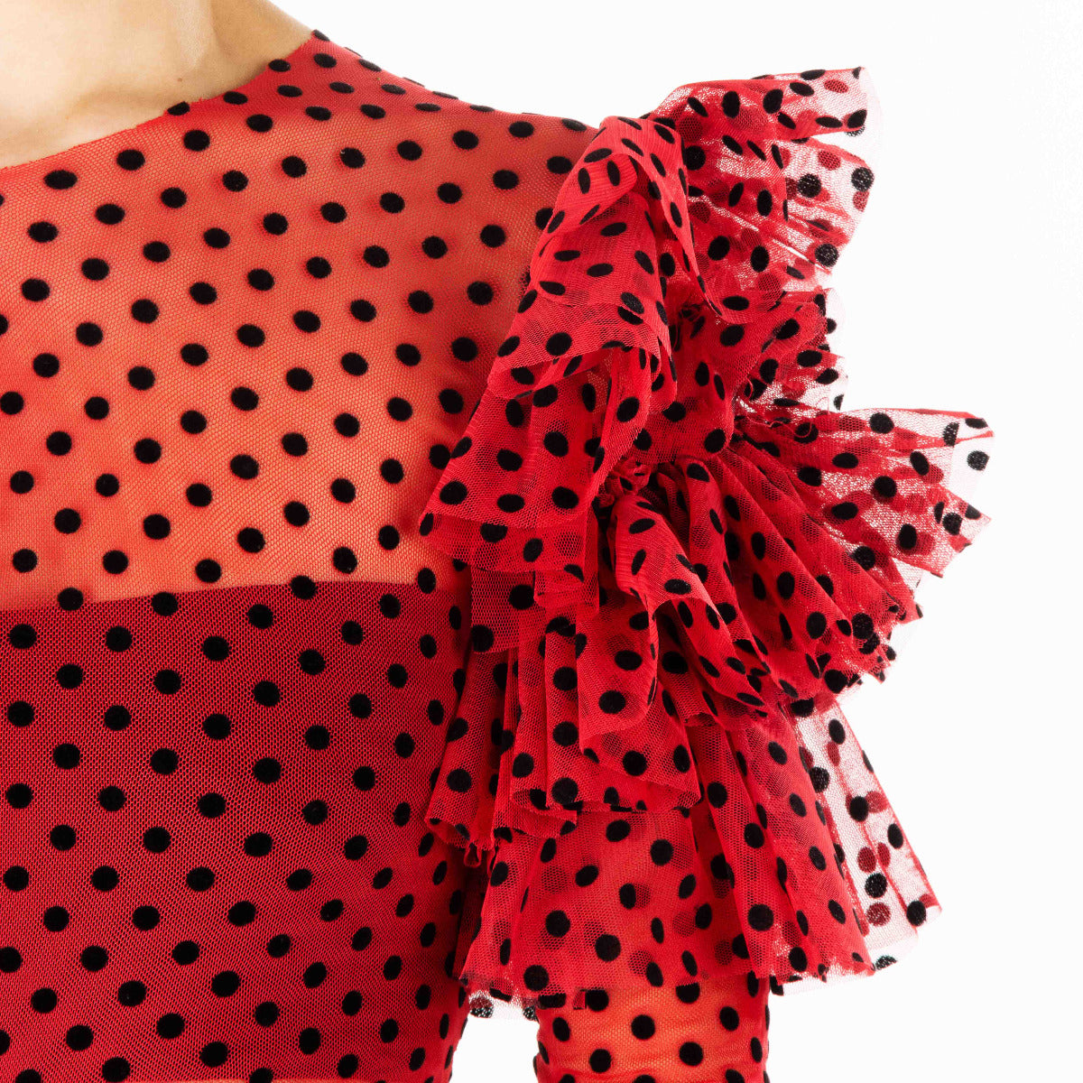 Tul Lycra Flocado Rosa Ruibarbo - Ribes y Casals