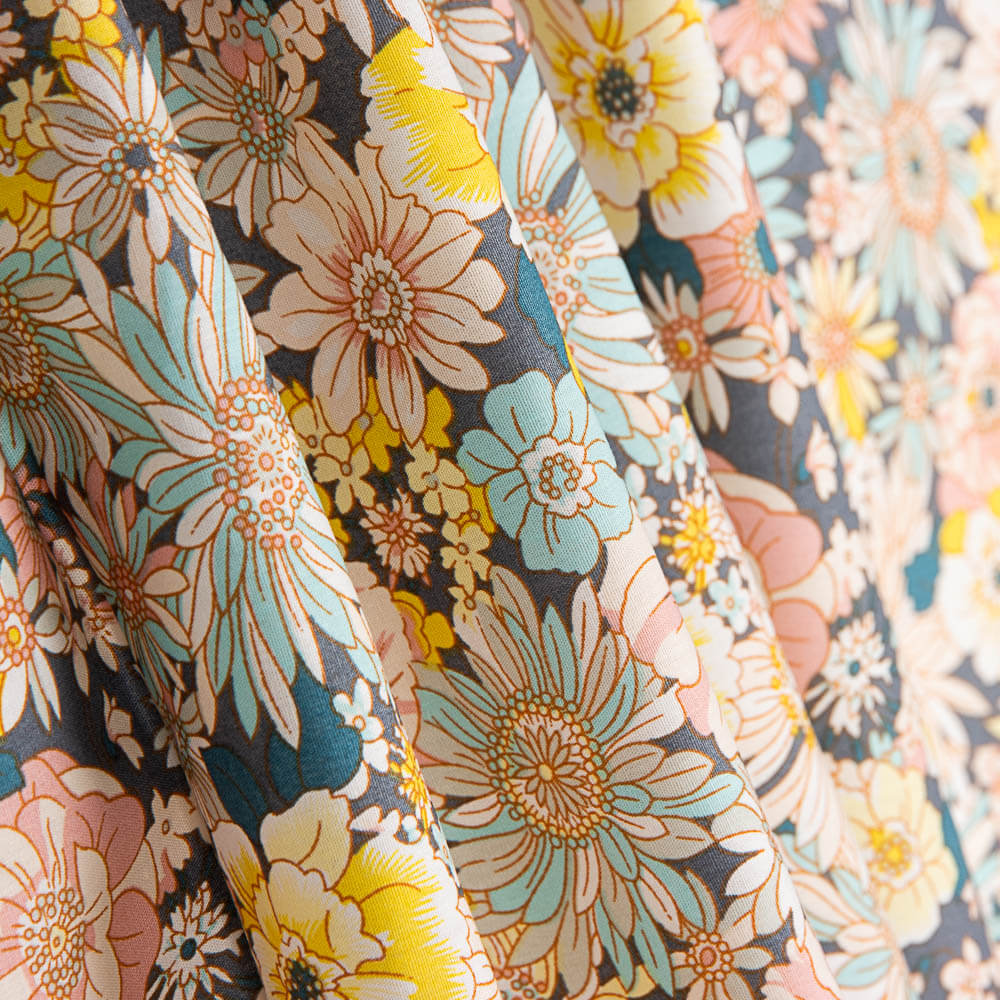 Retal Popelín Algodón Flor Silvestre Rosa 100x140 cm - Ribes y Casals