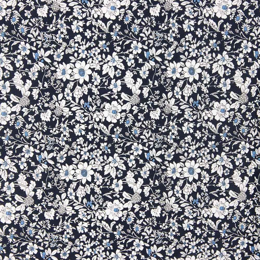 Popelín Algodón Flores Marino - Ribes y Casals