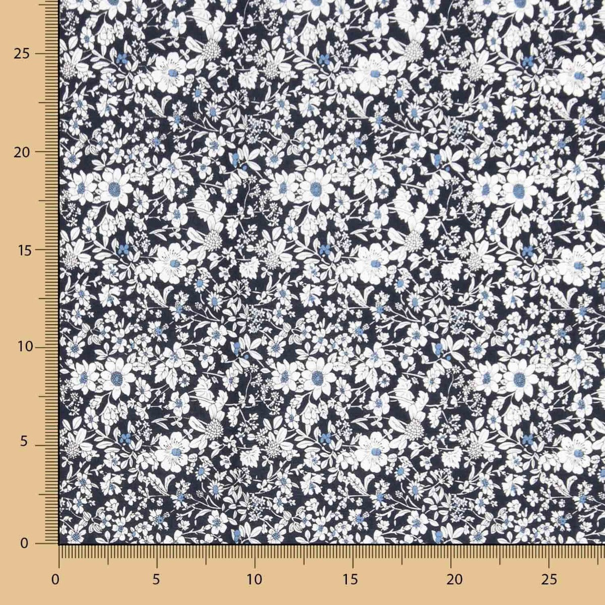 Popelín Algodón Flores Marino - Ribes y Casals