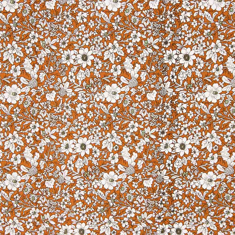 Popelín Algodón Flores Teja - Ribes y Casals