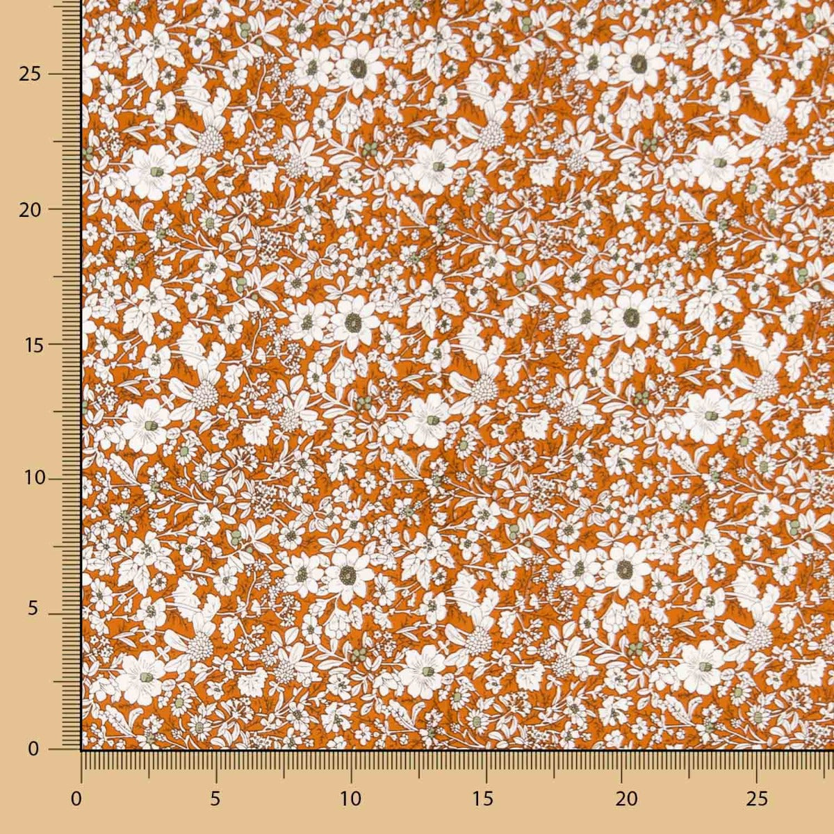 Popelín Algodón Flores Teja - Ribes y Casals