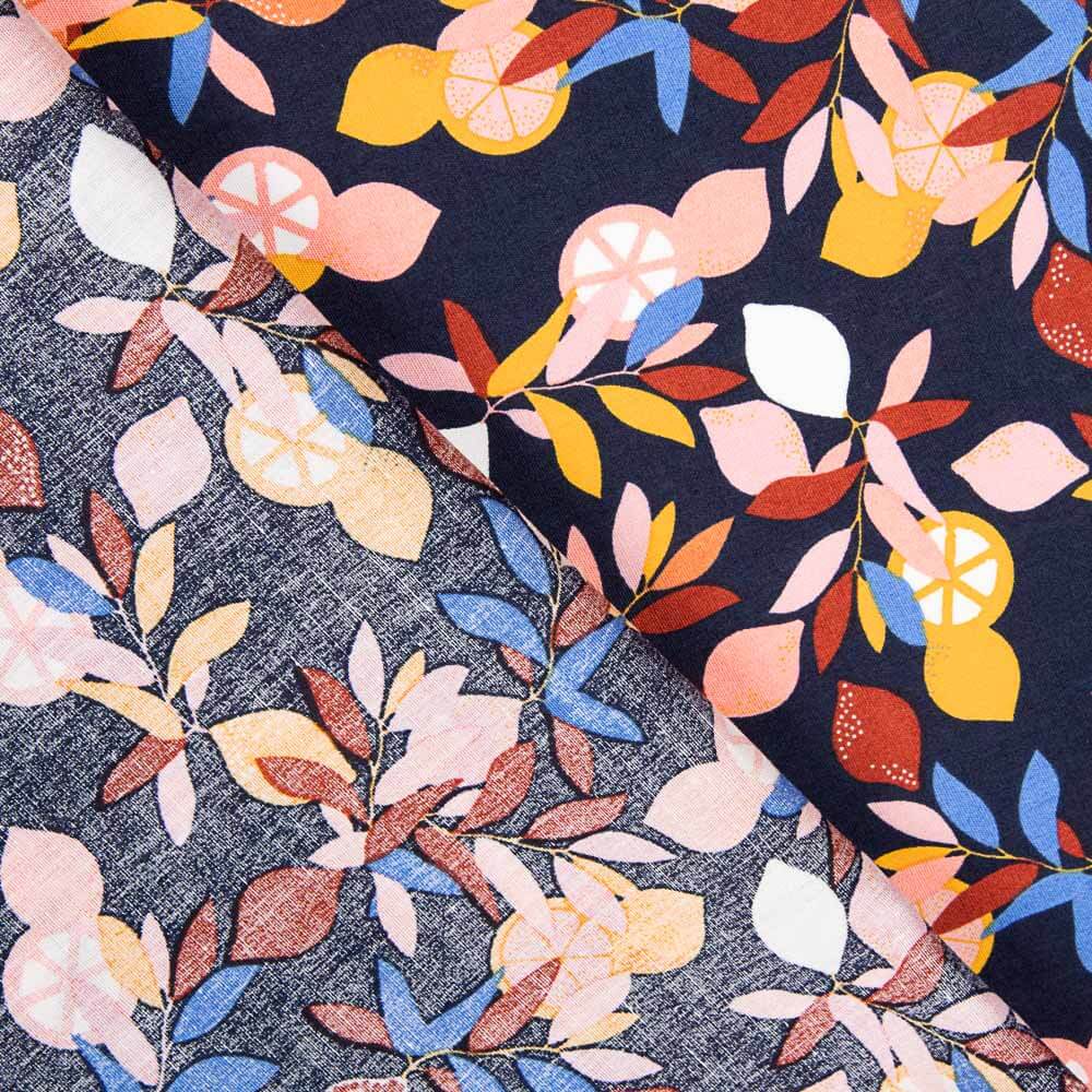 Popelín Algodón Limonero Marino - Ribes y Casals