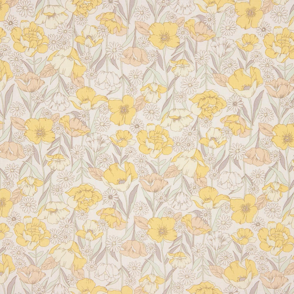 Popelín Algodón Amapolas Amarillo - Ribes y Casals