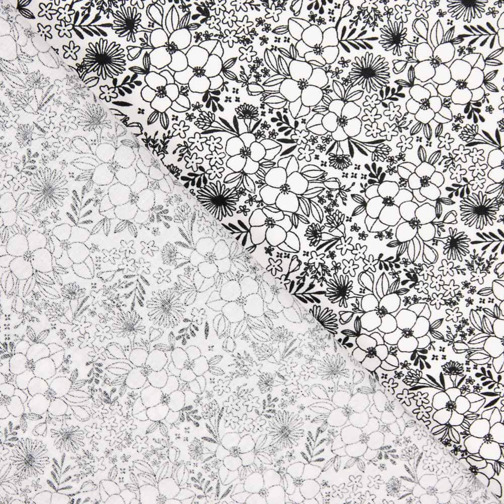 Popelín Algodón Flores Blanco - Ribes y Casals