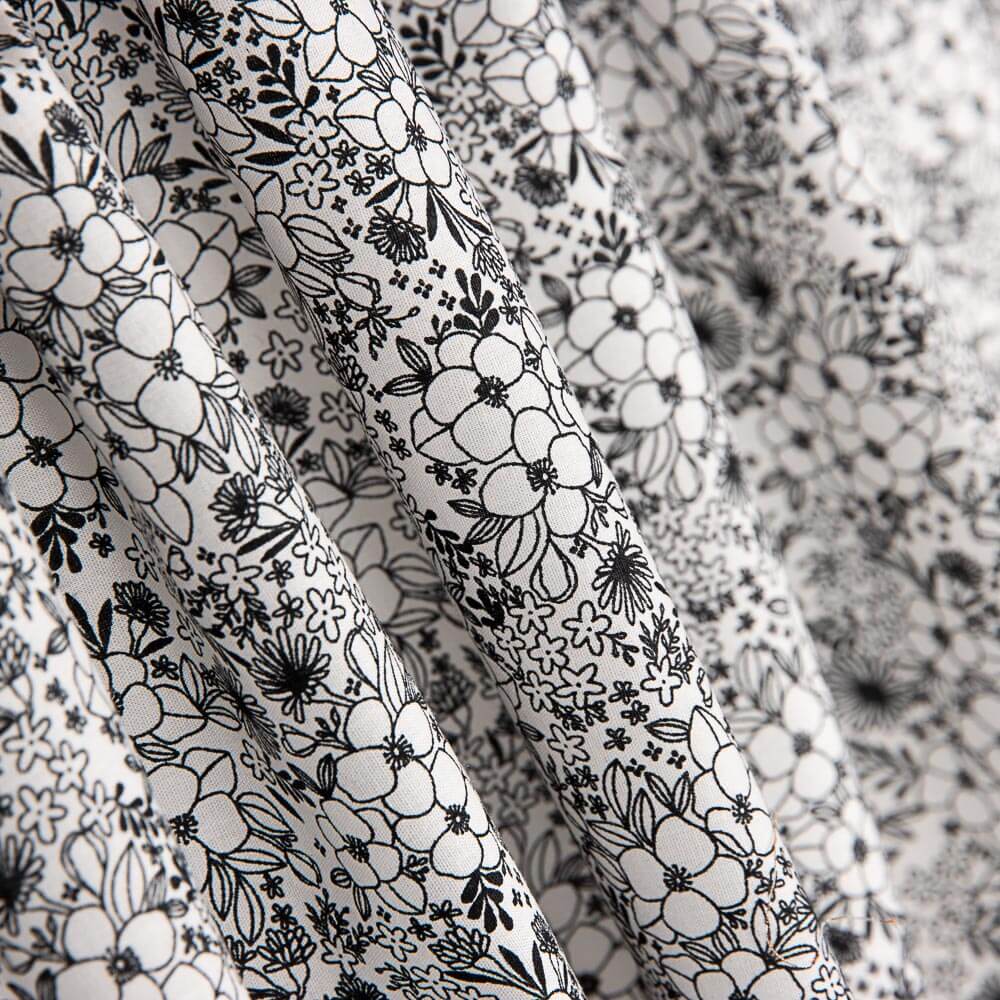 Popelín Algodón Flores Blanco - Ribes y Casals