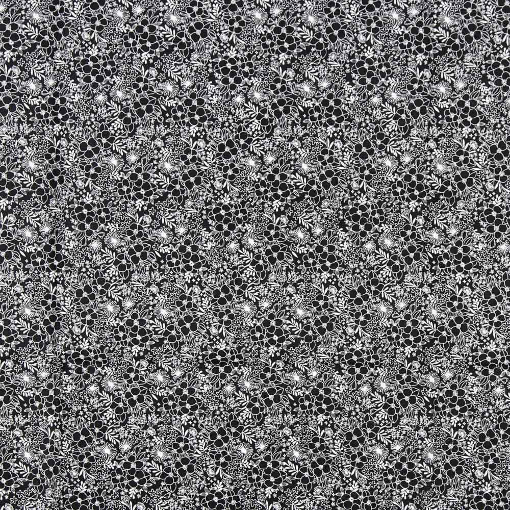 Popelín Algodón Flores Negro - Ribes y Casals