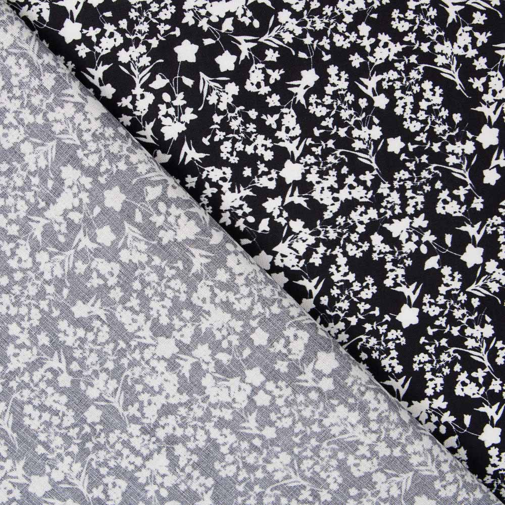 Algodón Antibacteriano Flores Negra - Ribes y Casals