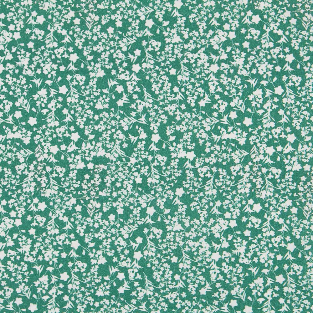 Algodón Antibacteriano Flores Verde - Ribes y Casals