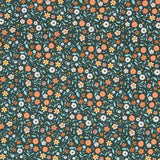 Algodón Antibacteriano Flores Verde - Ribes y Casals