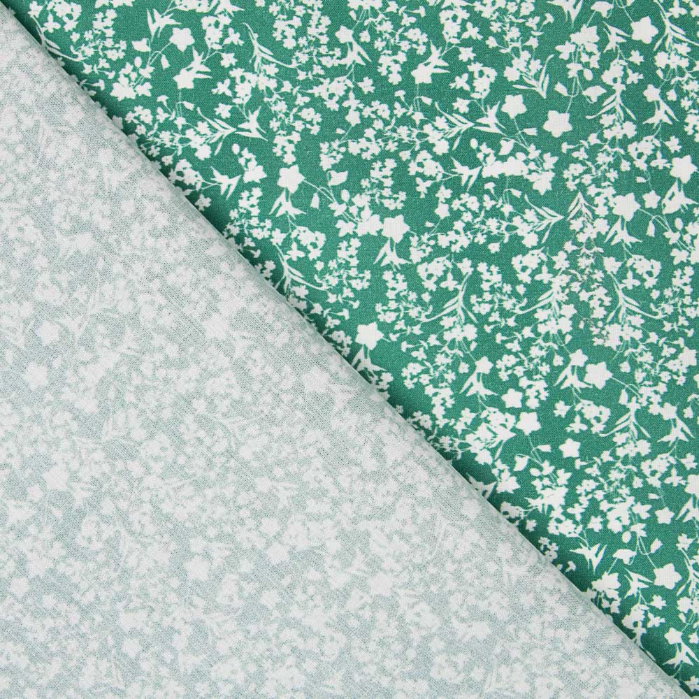 Algodón Antibacteriano Flores Verde - Ribes y Casals