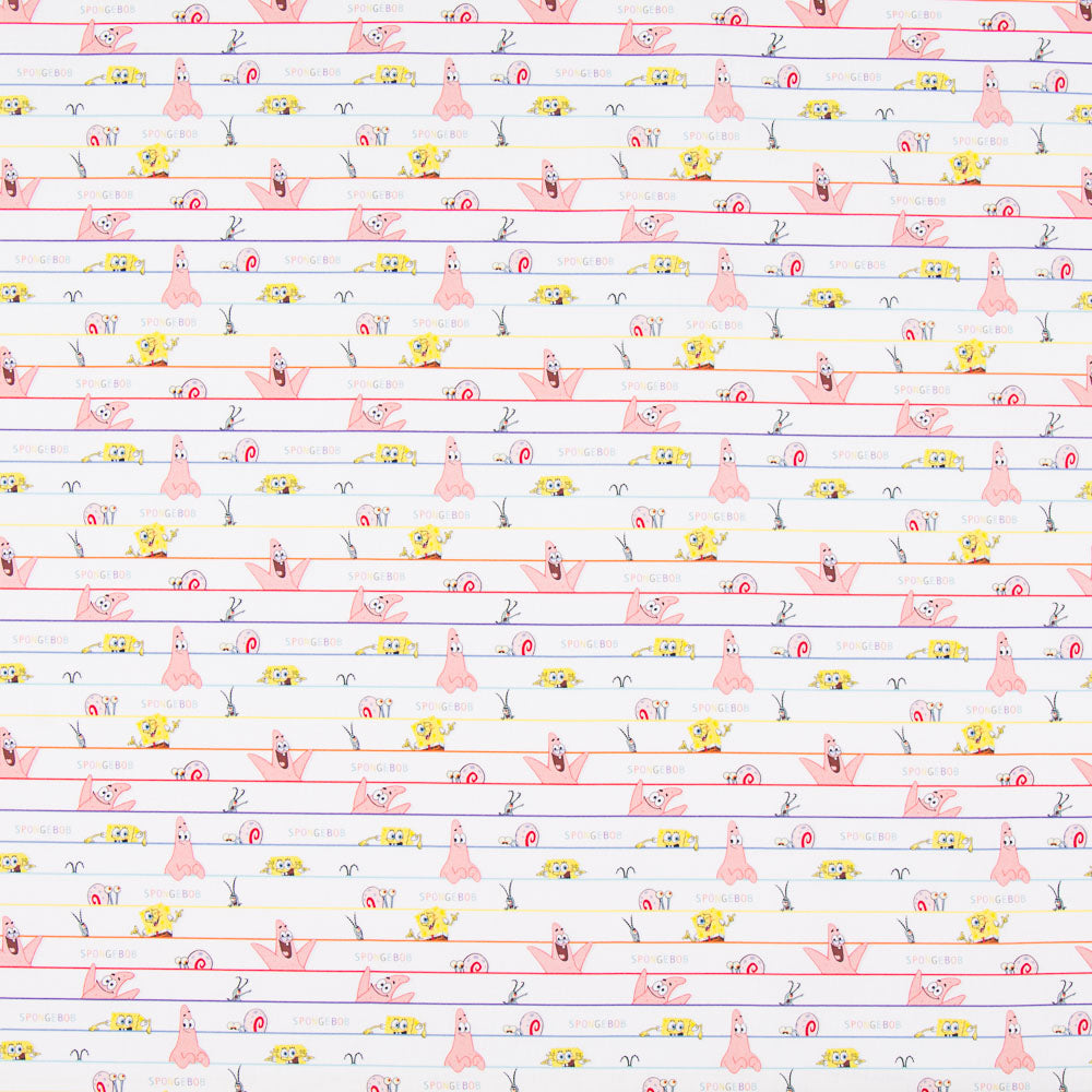 Algodón Bob Esponja Rayas Rosa - Ribes y Casals