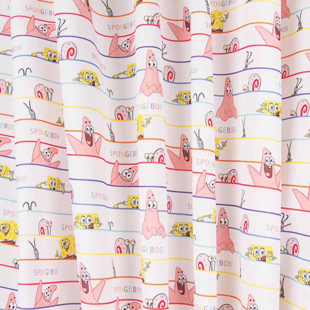 Algodón Bob Esponja Rayas Rosa - Ribes y Casals