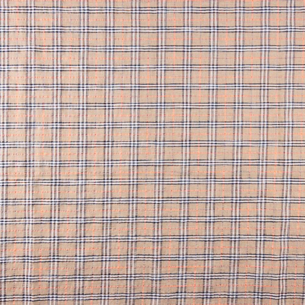 Algodón Seersucker Cuadro Maxi Beige - Ribes y Casals