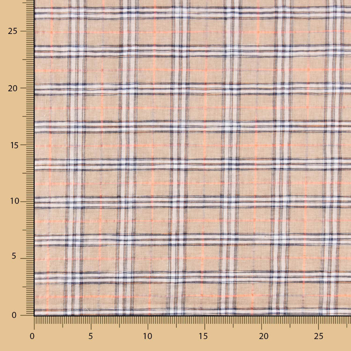 Algodón Seersucker Cuadro Maxi Beige - Ribes y Casals