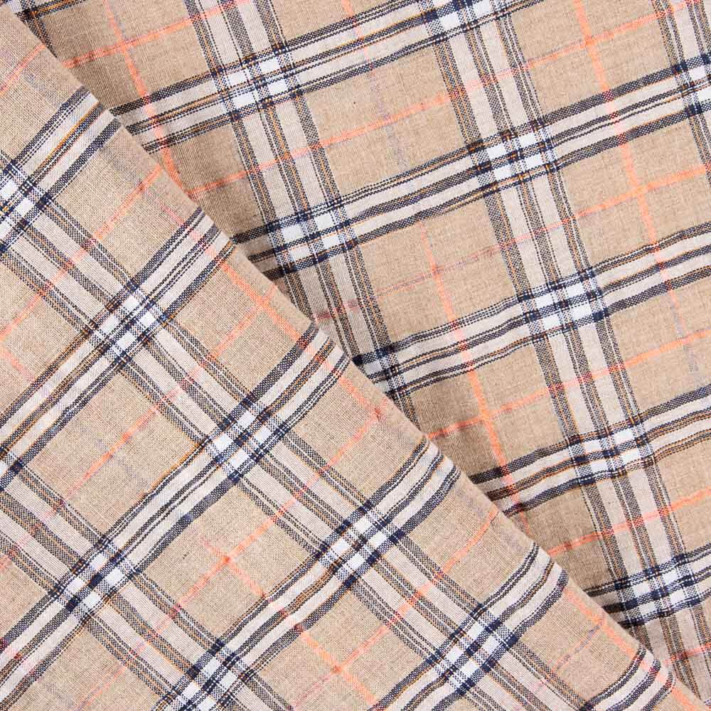 Algodón Seersucker Cuadro Maxi Beige - Ribes y Casals