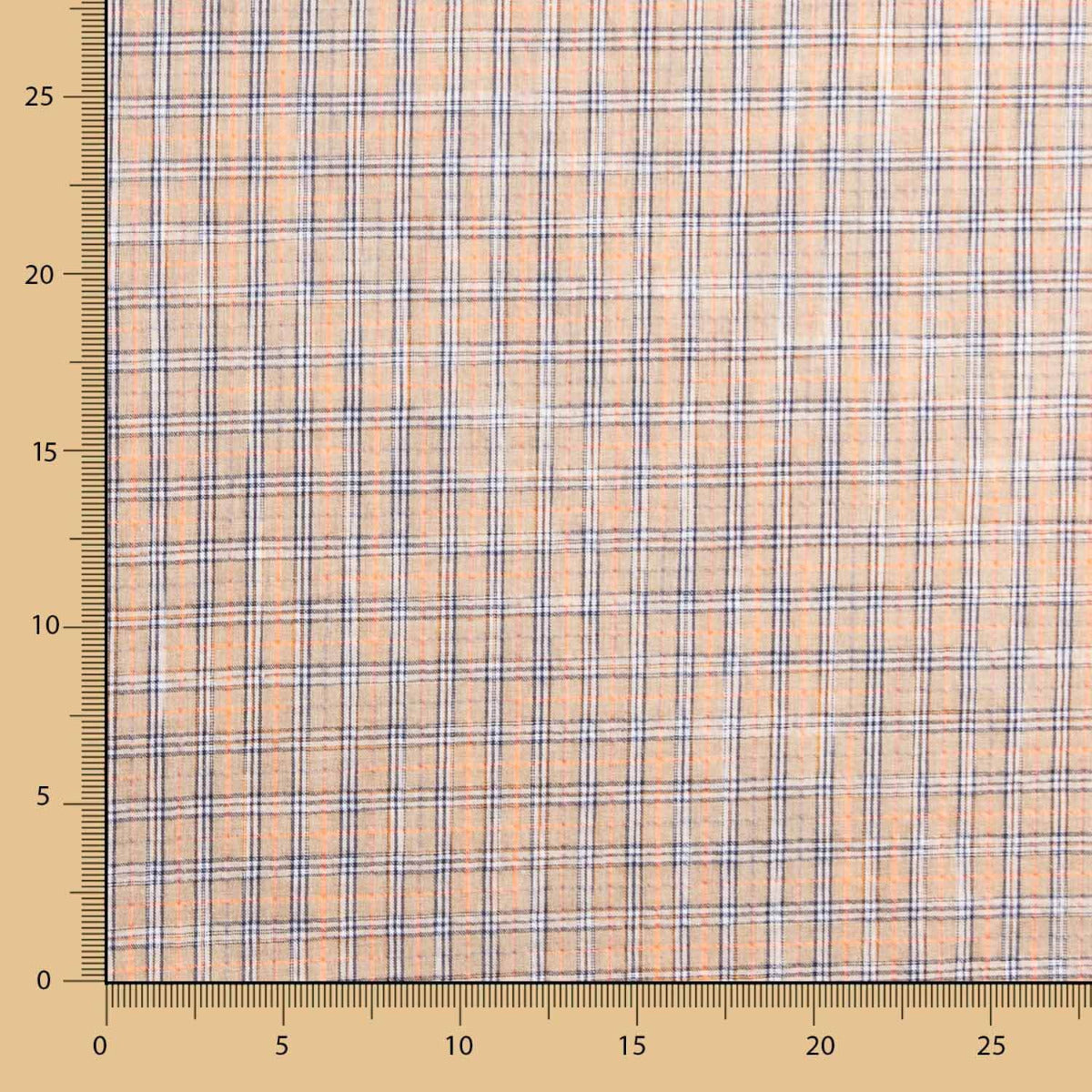 Algodón Seersucker Cuadro Mini Beige - Ribes y Casals