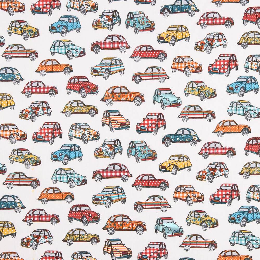 Retal Algodón Estampado Coches Vintage 150x160cm - Ribes y Casals