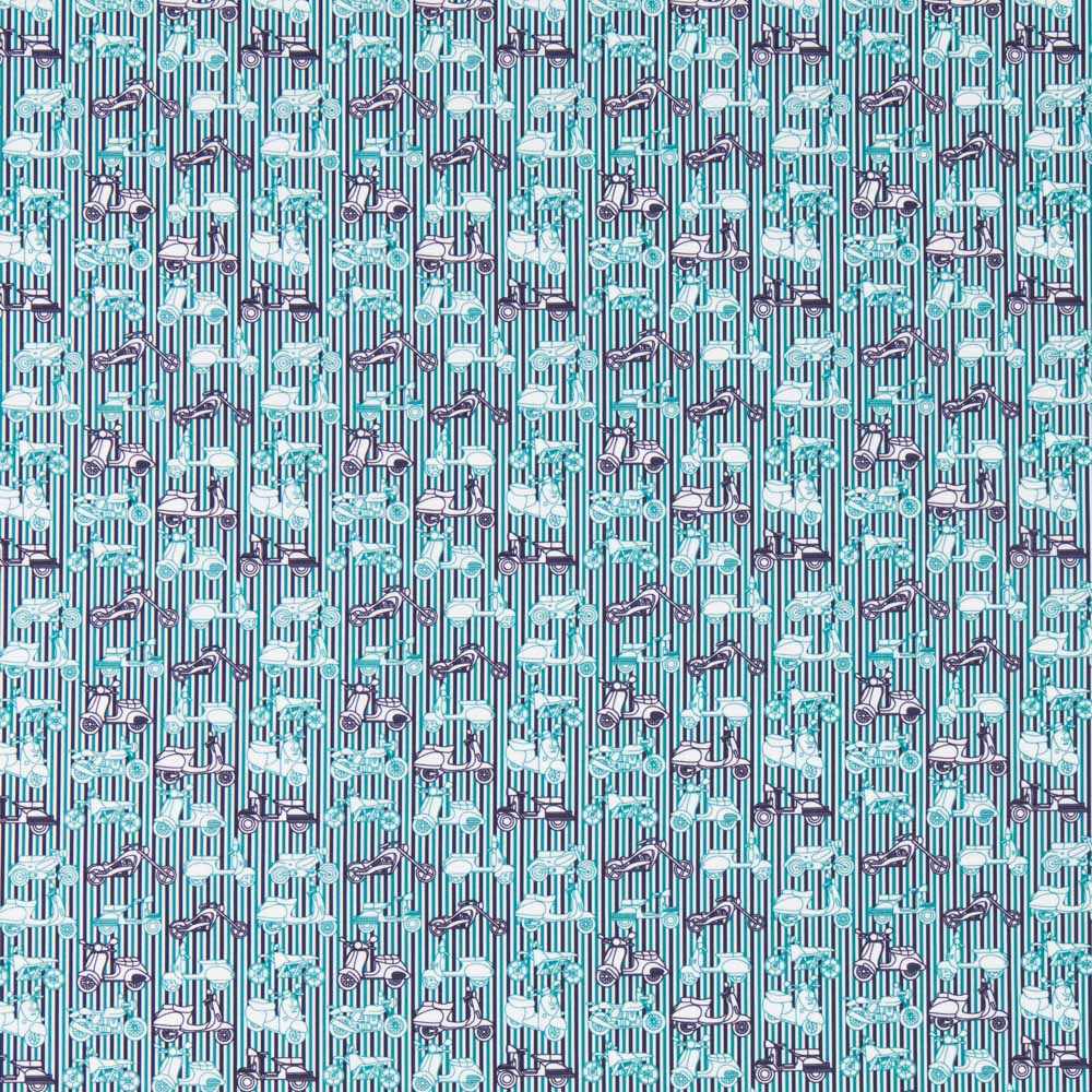 Algodón Estampado Vespa Listado Verde - Ribes y Casals