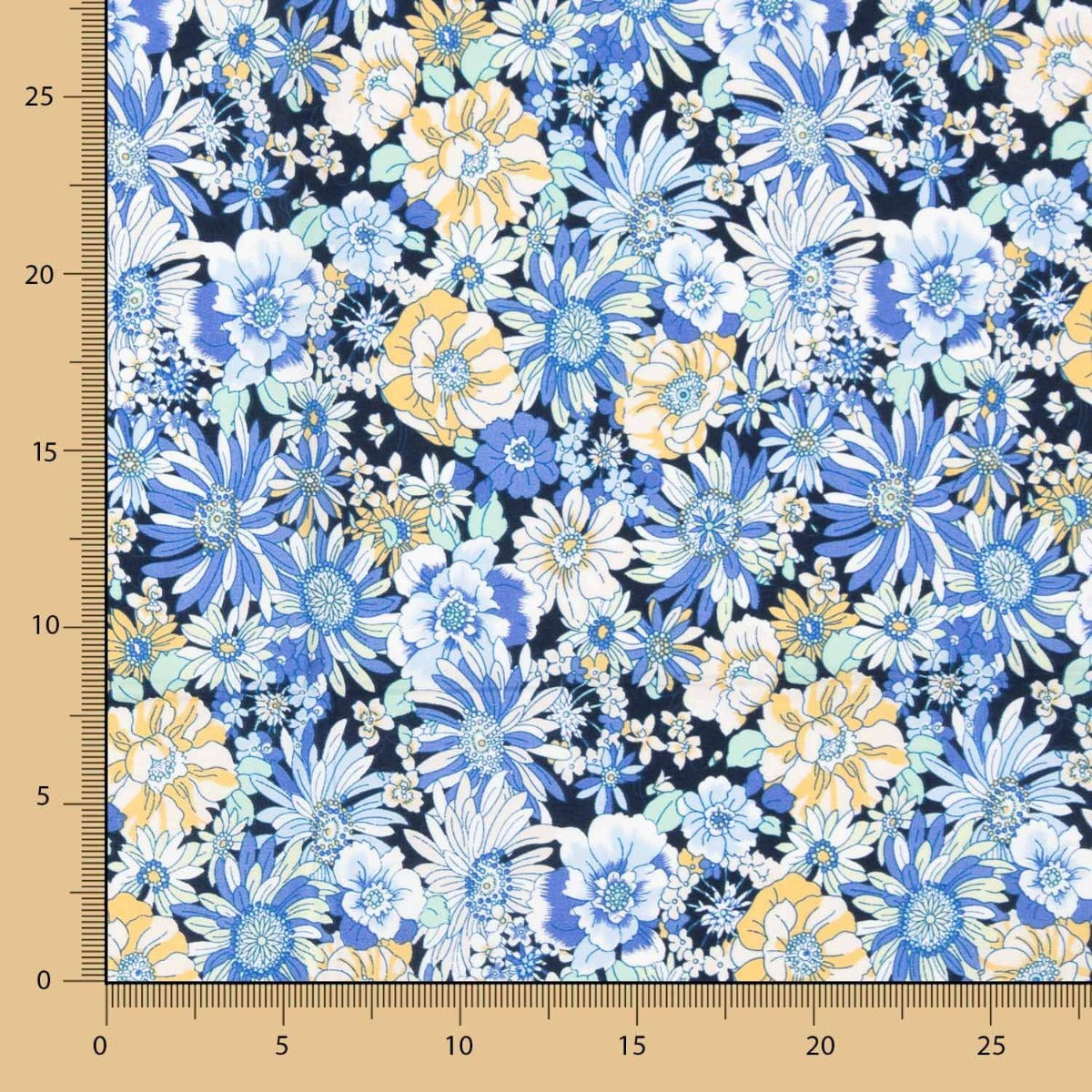 Popelín Algodón Flor Silvestre Azul Denim - Ribes y Casals