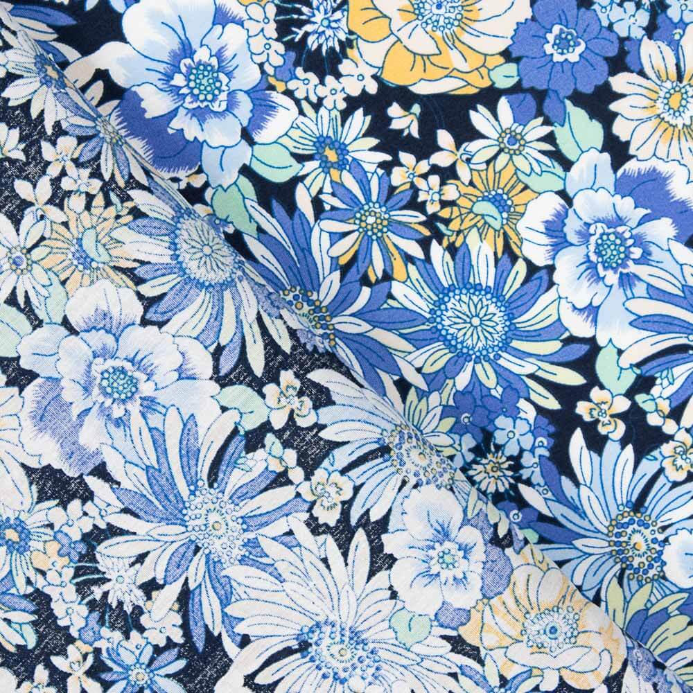 Popelín Algodón Flor Silvestre Azul Denim - Ribes y Casals
