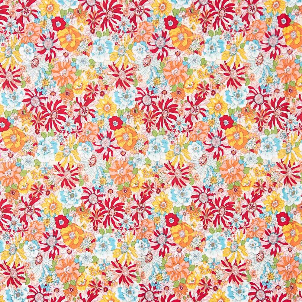 Popelín Algodón Flor Silvestre Rojo - Ribes y Casals