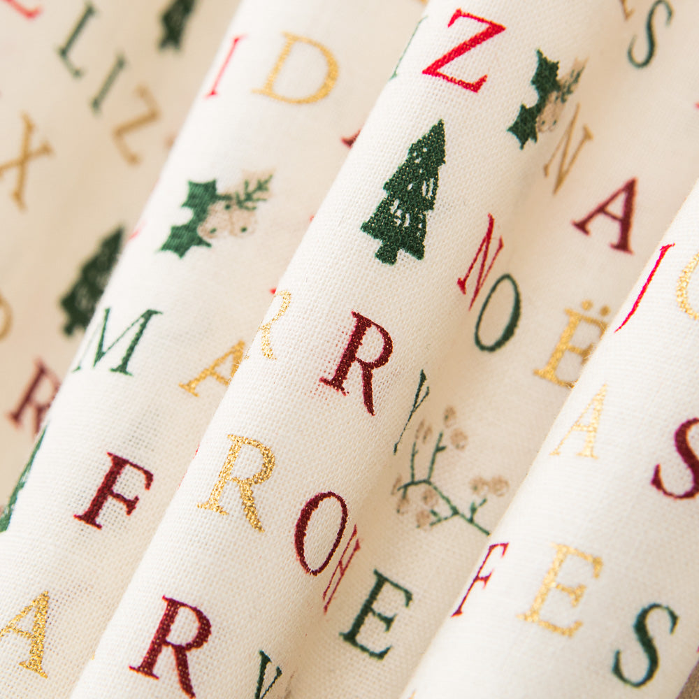 Retal Algodón Feliz Navidad Crudo 35x140cm - Ribes y Casals