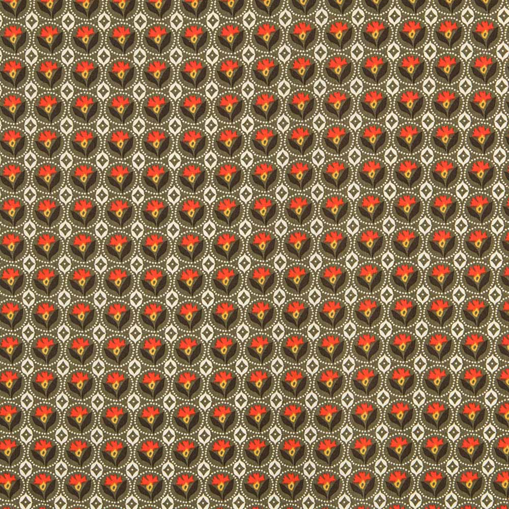 Algodón Flor Lis Kaki - Ribes y Casals