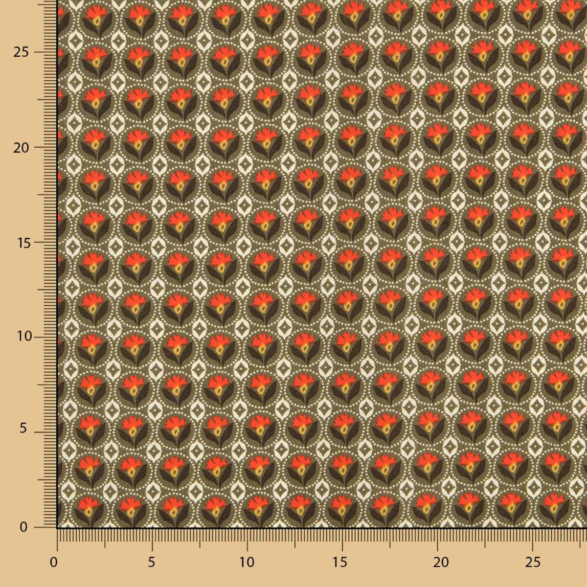 Algodón Flor Lis Kaki - Ribes y Casals
