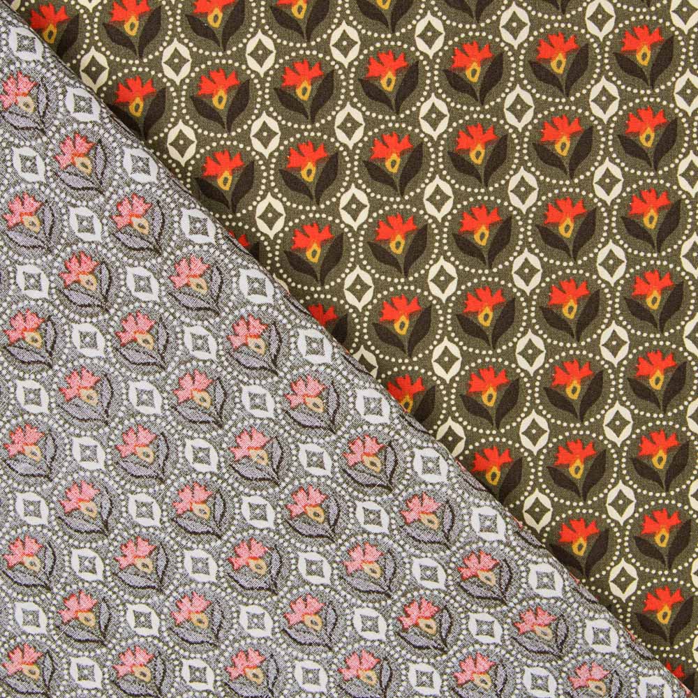 Algodón Flor Lis Kaki - Ribes y Casals