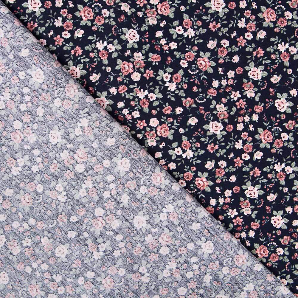 Algodón Flor Romántica Marino - Ribes y Casals