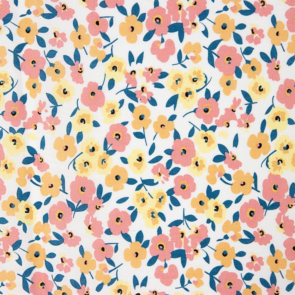 Popelín Algodón Flores Amarillo Pálido - Ribes y Casals