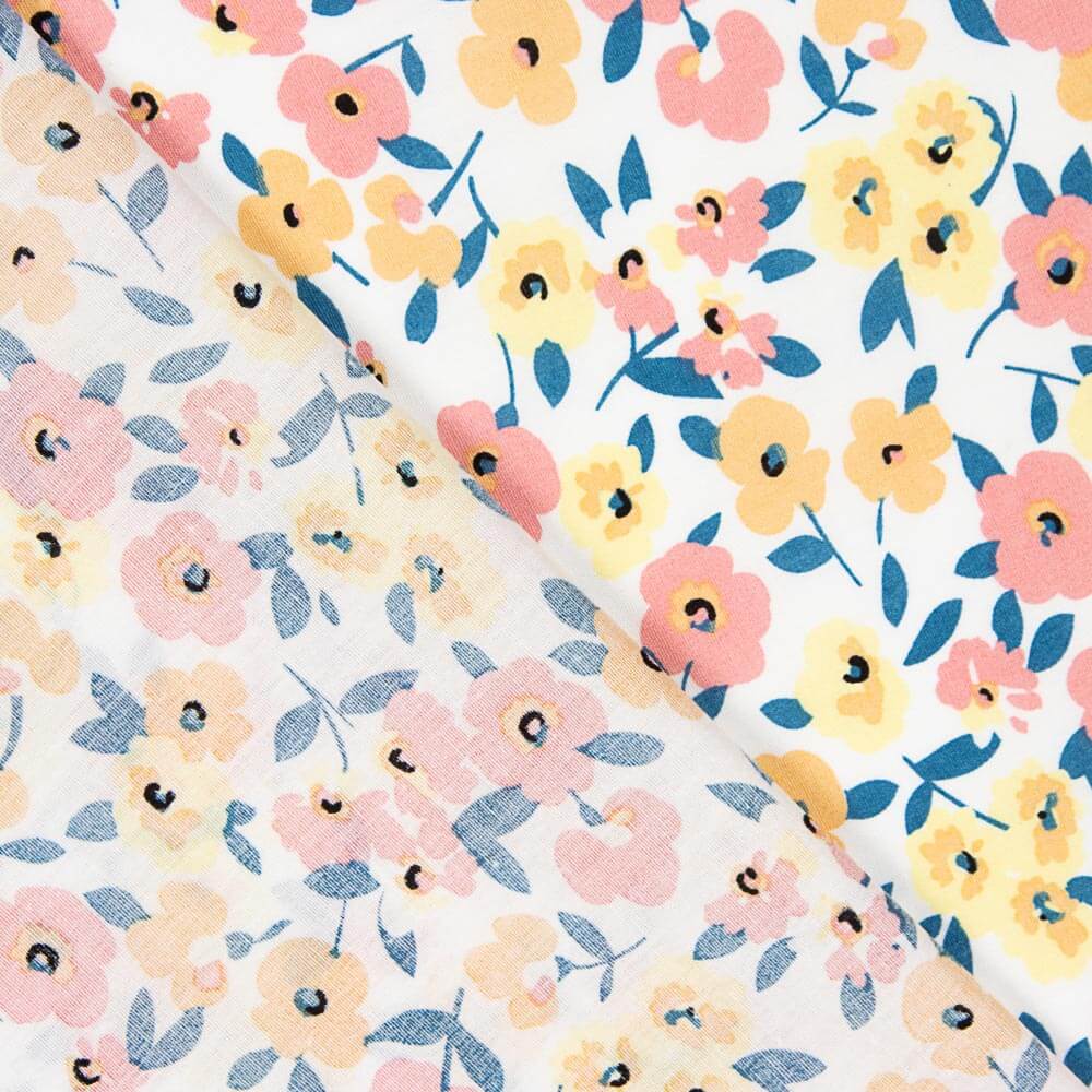 Popelín Algodón Flores Amarillo Pálido - Ribes y Casals