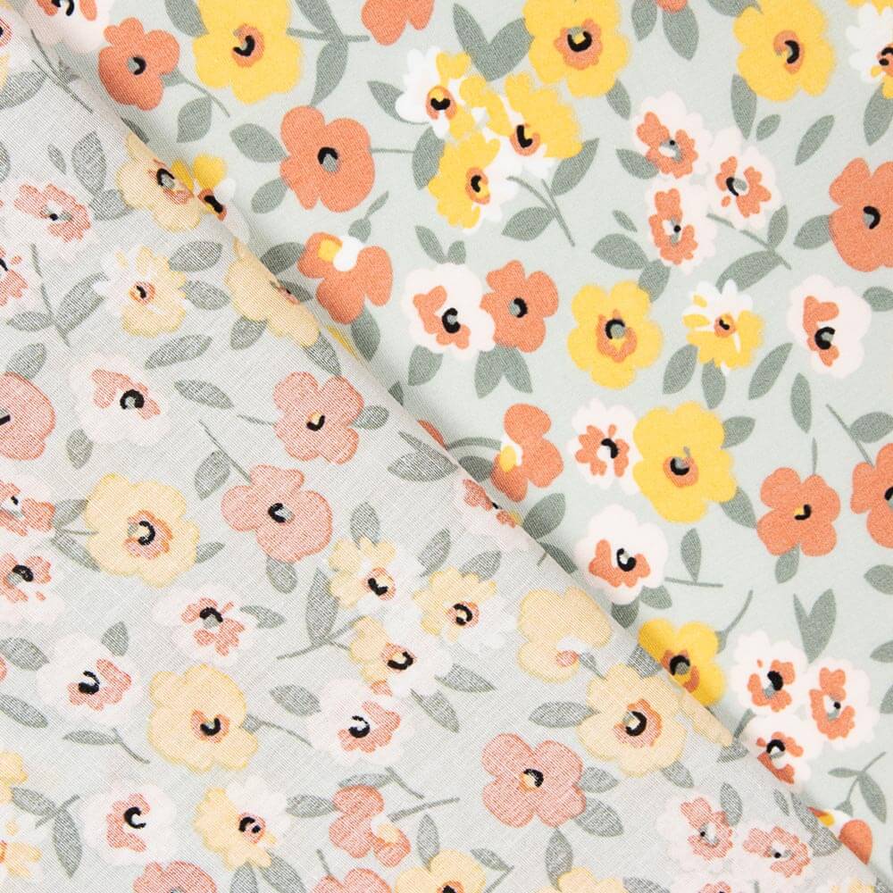 Popelín Algodón Flores Verde Salvia - Ribes y Casals