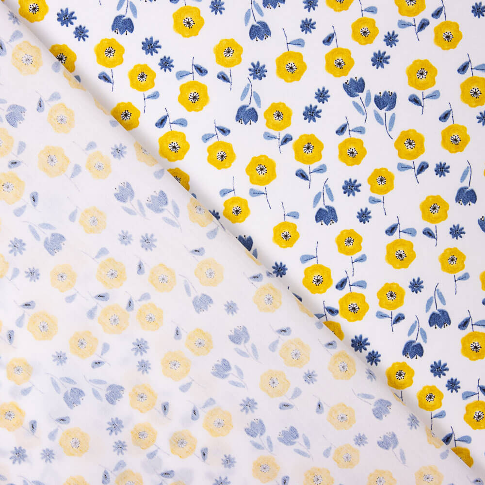 Popelín Algodón Orgánico Flores Bimbo Amarillo - Ribes y Casals